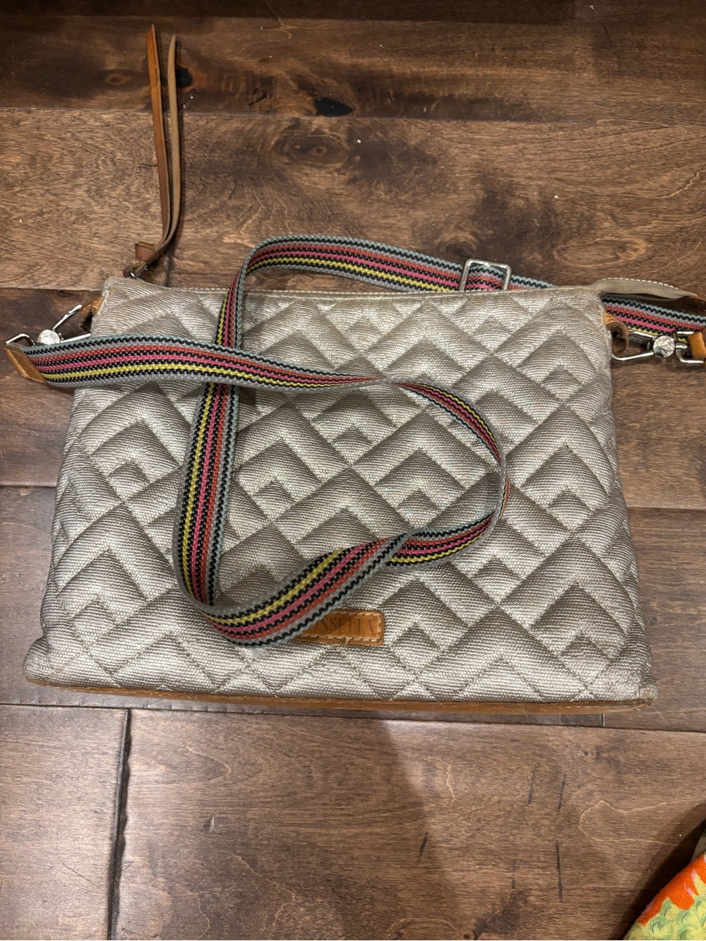 Consuela Quilted Crossbody Bag in Cream with Multicolor Strap - Picture 2 of 14